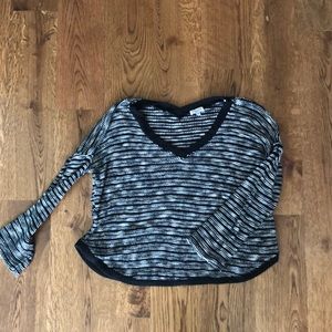 Splendid black and white striped cropped sweater